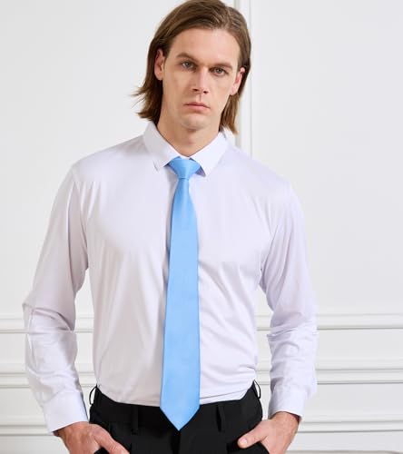 Image of KOOELLE Men's Ties Solid Pure Color Plain Neckties Formal Black Ties For Men