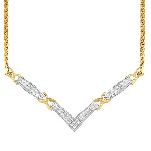 14K Two-Toned Gold 1 ct TDW Diamond Statement Necklace (H-I,SI2-I1)