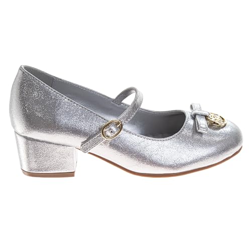 Image of Josmo Girls Low Heel Dress Pumps Crystal Strap Formal Wedding Sandals Flower Girl Shoes for Toddler /Little Kid /Big Kid