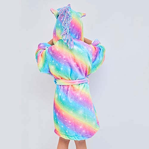 Beinou Unicorn Kid Robes Fleece Kid Bathrobe Rainbow Sleepwear for Girls Soft Long Shower Robe - Thumbnail 4