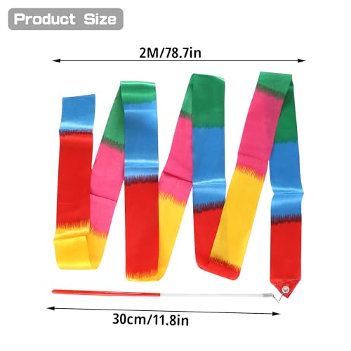10 peças de fitas de dança, varinha dançarina de fita, 10 cores fitas de ginástica rítmica sedas arc