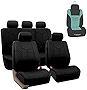 FH Group Car Seat Covers Rome PU Leather Full Set Car Seat Covers, Airbag Compatible and Split Bench w. Gift – Universal Fit for Cars Trucks & SUVs (Solid Black) PU009115