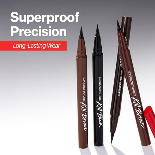 Image of CLIO Superproof Pen Liquid Eyeliner, Waterproof Smudge Proof Long Wear, Ultra Precision Sponge Tip, One Stroke High Pigment Color, Fast Dry Formula, Sharp Wing, Safe for Sensitive Eyes (001 Black)