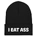 I Eat Ass Hat (Embroidered Cuffed Beanie) Funny Eat A Booty Gang Black