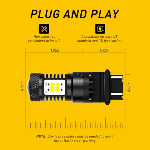 Image of AUXITO 3156 3157 LED Bulbs White for Reverse Lights, Ultra Bright 3056 3057 4157 LED Bulbs with 3030 Chipset with Projector for Reverse Backup Parking Turn Signal Brake Tail Lights, Pack of 2