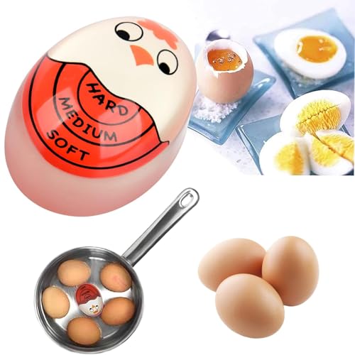 JINJUMEI 4 Stück Eieruhr zum Mitkochen(Weich/Mittel/Hart) Farbwechsel Eieruhren Wiederverwendbare Egg Timer Wählen Sie die Eierreife Basierend auf der Farbe Geeignet für Zuhause, Schule, Restaurant – Bild 5