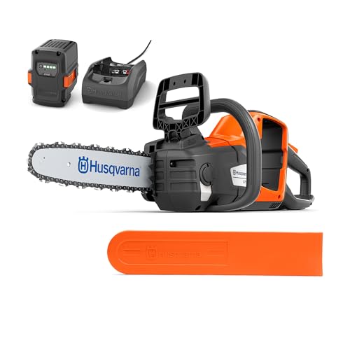 Husqvarna 225i : Tronçonneuse à batterie 36V avec batterie et chargeur inclus, légère, silencieuse, guide 30 cm, vitesse de chaîne 20 m/s. Idéale pour l’élagage et l’entretien du jardin.