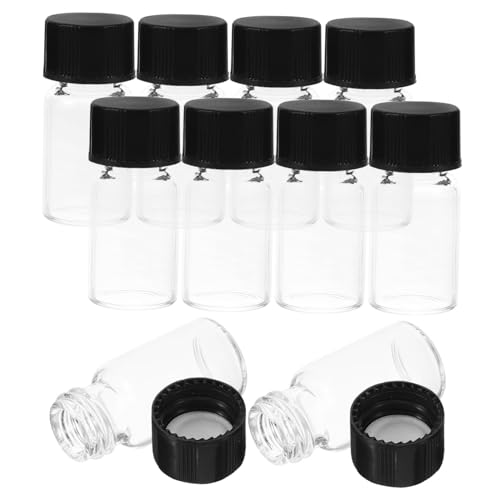 Unomor 10 Small Glass Vials Screw Caps Leakproof Mini Bottles Lids for Cosmetics Essential Oils Storage