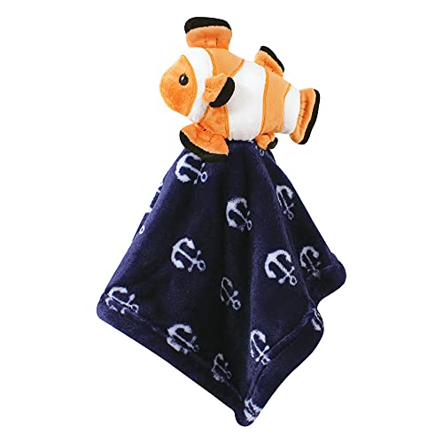Image of Hudson Baby Unisex Baby Animal Face Security Blanket, Fish, One Size