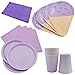 61PCS Ice Cream, riutilizzabile Forma di Gelato Piatti di Carta Tazze Forchetta Cucchiaino Piattino Tovaglia Baby Shower Forniture per Feste di Compleanno-Viola
