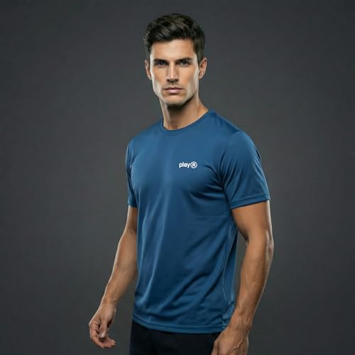 Image of playR Men Adult Core Run Tee - Activewear DRIVENT Lightweight Breathable T-Shirt for Men, Sports Tee for Gym, Running, Workout, Training, Fitness & Casual Everyday Wear Comfort - All-Season