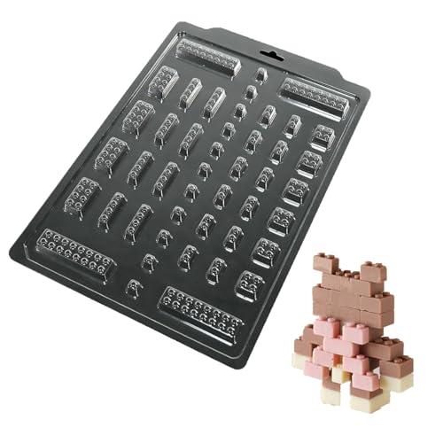 TUKE Moldes de chocolate, 2 unidades, bloques de plástico PET, moldes para caramelos, transparentes y reutilizables para hacer chocolate, caramelos, jabón, velas (bloque D_)
