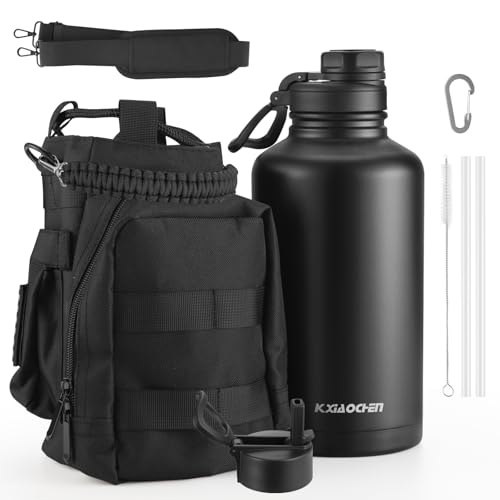 KXIAOCHEN Insulated Water Bottle, Stainless Steel Water Bottle, 2 Lids (Straw and Handle Lid),Wide Mouth Metal Water Bottles Keep Hot and Cold, Double Walled, Thermo Mug, Metal Canteen
