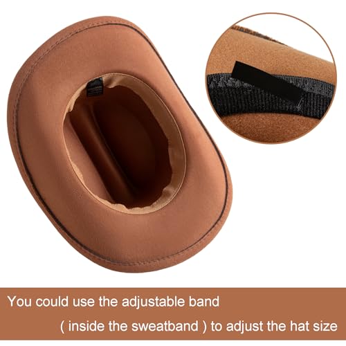 Jastore Kids Cowboy Hat for Girls Boys Western Cowgirl Hat with Buckle Belt Cattleman Style Cowboy Hat3