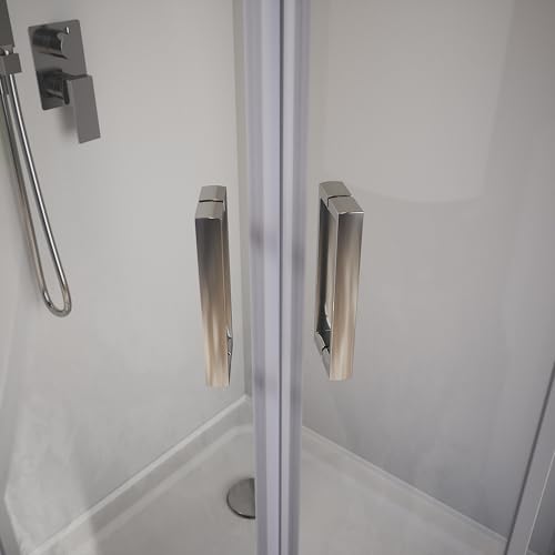 Box Doccia Semicircolare Vetro Temperato 6Mm H185Cm Profili Cromati Modello Tonga (Vetro Trasparente, 80X80Cm) - 6