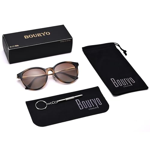 Bouryo Polarized Sunglasses for Women Men - Vintage Round Sun Glasses - Lightweight Metal Fashion Shades 6