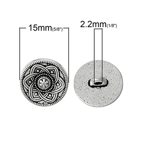 Housweety 30Pcs Silver Tone Flower Decorative Metal Buttons Fit Sewing Scrapbook 15Mm #TOP2