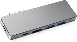 Molartoo 7 in 2 USB-C Hub Adaptor with 2 Thunderbolt 3 connectors USB Type-C PD Port USB-C Data Transfer Port 4K Video HD Output Port 2 USB 3.0 Ports and SD/Micro SD Card Reader for MacBook