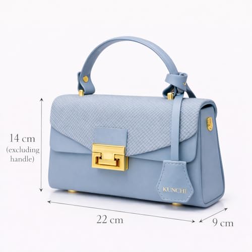 Image of KUNCHI CREST Women's Structured Handbag with Sling Strap | Premium Textured Flap Bag | Elegant Designer Purse for Party, Wedding & Office