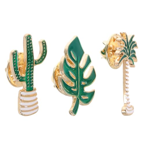 Yardenfun 3pcs Unique Plant Brooch Set with Foliage and Floral Designs, Enamel Lapel Pins for Women, Decorative Collar Pins for Scarf, Hat, and Suit, Summer Travel Accessories