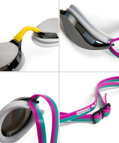 Image of ARENA Unisex Python Racing Swim Goggles for Men and Women Anti-Fog No Leak Max Comfort Dual Strap, Mirror /Non-Mirror Lens
