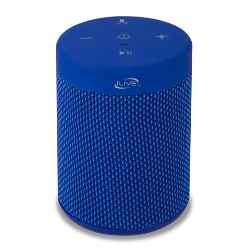 iLive Electronics Waterproof Fabric Wireless Speaker, 2.56 x 2.56 x 3.4 Inches, Built-in Rechargeable Battery, Blue (ISBW108BU)