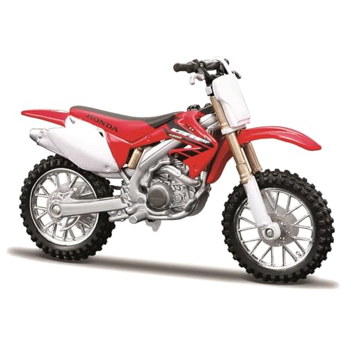 May Cheong Bburago CRF450 - Moto Honda, réplica increíblemente Detallada, Modelo Coleccionable a Escala 1:18, Color Rojo