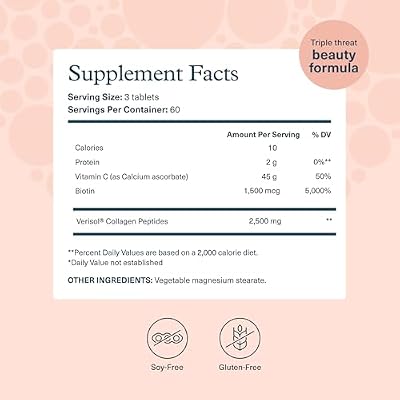 Youtheory Concentrated Effect Collagen with Verisol - Collagen Peptides with Vitamins C & B - Supports Hair, Nails, Bones & Joints* - 180 Tablets (60-Day Supply)