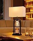 PoKat Electric Candle Warmer Lamp Black, Modern Lamp Candle Warmer with Timer Dimmer, Wax Light Warming Table Lamp for Jar Candles, Bedside Lamp for House Warming Home Decor Living room, Bulb Included