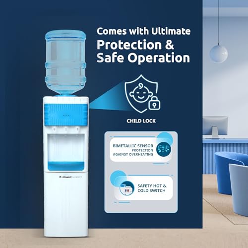 Image of Rockwell Floor Standing Hot, Cold & Normal Water Dispenser | Child Safety Lock, Works Well Even in Extreme Summer Heat, Sturdy Build for Daily Use, Home & Office, Blue