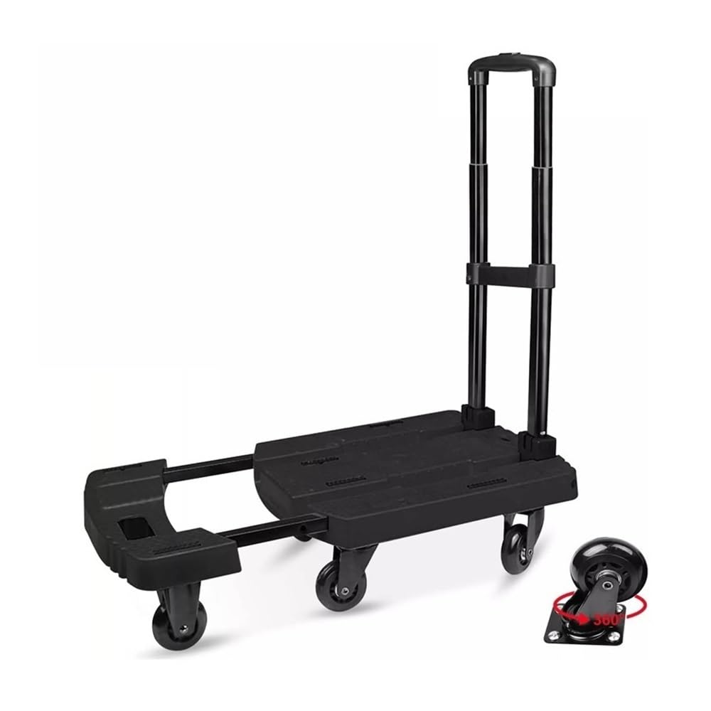 Carretto Carrello pieghevole a mano da 530 libbre, carrello for carichi pesanti a 6 ruote for traslochi e bagagli(Black)