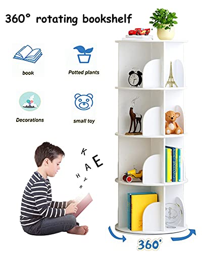 Arcwares Upgraded 4 Tier Rotating Bookshelf 360 Degrees, Stackable Shelves Bookshelf Organizer, Storage Display Rack Floor Standing Shelves, For Home Office Living Room Study (51"X18"X18") #TOP3
