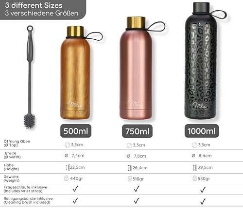 Milu Thermosflasche 500ml Isolierte Edelstahl Thermo Trinkflasche Thermoskanne Auslaufsichere Isolierflasche doppelwandig - Kohlensäure… – Ansicht 6