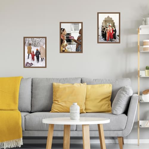 Image of JCJMY 11x14 Picture Frame Brown for Wall Hanging, Wall Mounting Horizontally or Vertically, 11 x 14 Wall Gallery Poster Photo Frame with Shatter Resistant Plexiglass, Brown