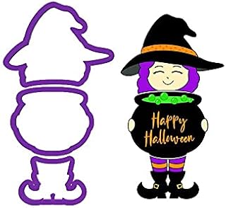 3 Piece Witch Holding Cauldron Cookie Cutter Set - Witch Cookie Cutter - Halloween Cookie Cutter - 3 Piece Cookie Cutter Set