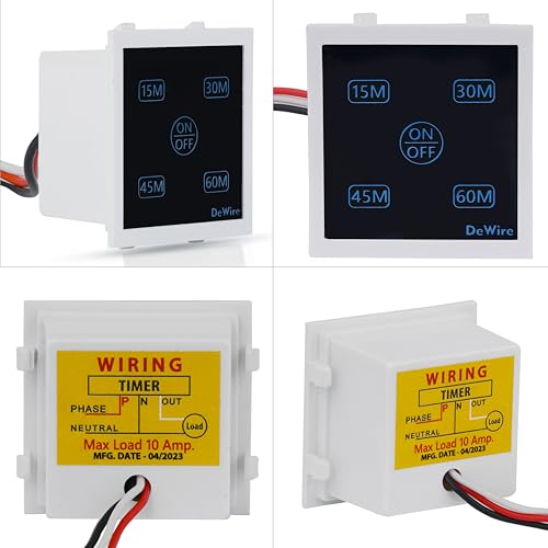 Image of DeWire Auto Cut Off Timer 1 Way Switch For Water Motor Pump,Water Heater,Exhaust Fans,Mosquito Repellent,Humidifier,Air Purifier,Room Heaters & Lighting Loads Up To 10 AMPS (15,30,45,60 Mins),White