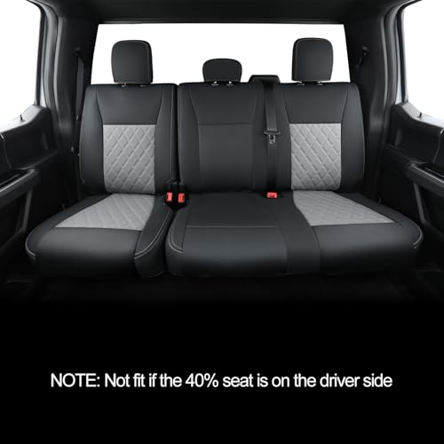Image of LUCKYMAN CLUB X06-XLT Full Coverage Custom Seat Covers for 2015-2026 Ford F150 SuperCrew,2022-2026 F150 Lightning,2017-2026 F250 F350,Waterproof Faux Leather (Black&Gray Full Set)