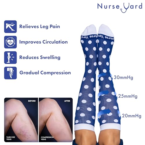 Image of Nurse Yard Compression Socks for Nurses - Women & Men - 20-30mmHg Graduated Compression, For Medical Staff, Athletes - 1 Pair