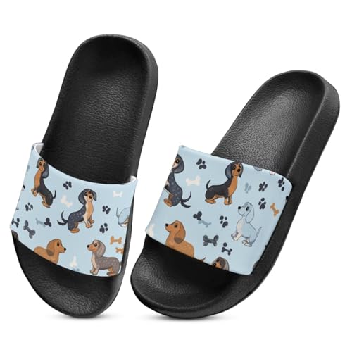 Cugasmaru Unisex-Slides für Mädchen und Jungen, bequeme Hausschuhe, rutschfest, Duschschuhe, modisch, dick, für drinnen und draußen, Geschenke, Dackel, 5 Big Kid
