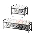 ENJOYBASICS Expandable Shoe Rack, 2 Levels, Adjustable Metal Shoe Storage, 45 to 83 cm, Black Shoe Rack, Space Saving for Hallway, Hallway