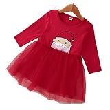 Yavion Robe De Noel Fille 3 Ans Jupe Sequin Fille My First Christmas Robe Automne Bebe Fille Noel,Mon 1er Noel Pere Noel Tutu Bebe Fille 1 an Princesse Robe Noel Bebe 12 Mo Jupe Manga Fille 3-4 a