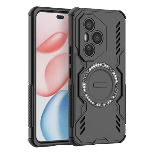 LVVFEI Case for Honor 400 Pro 5G 6.7 Inch Compatible with MagSafe Phone Case with Shockproof Ventilation Hole Design Magnetic Ring Slim Protective Case - Black