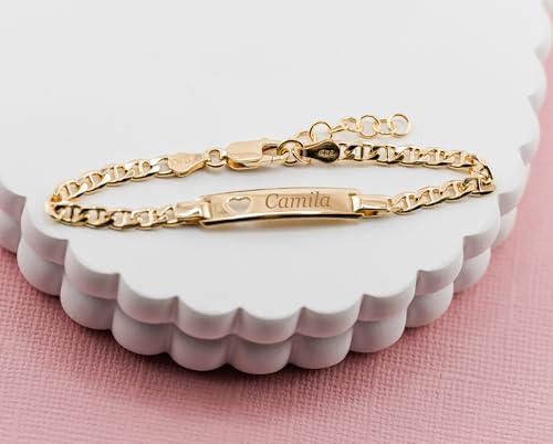 Cherished Moments Personalized Gift 14K Gold-Plated over .925 Sterling Silver Children's ID Name Bracelet for Babies, Toddlers, Kids, and Girls Custom Jewelry with Engraved Name3