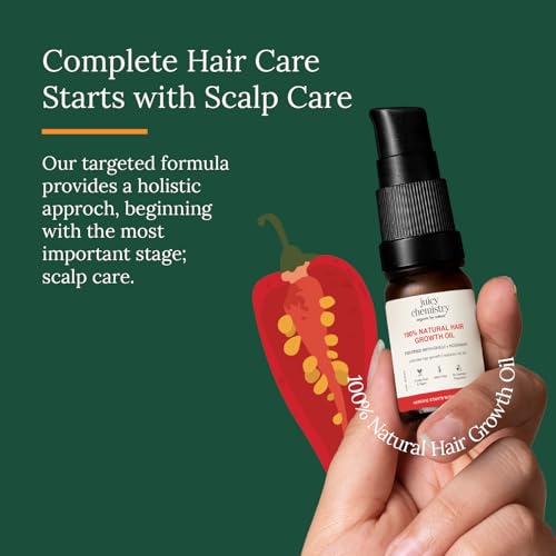 Image of Juicy Chemistry 100% Natural Chilli + Rosemary Hair Growth Oil, 10ml | Promotes Hair Growth | Strengthens & Reduces Hair Fall | Revitalises Scalp & Hair | Improves Hair Texture | Restores Shine | Clinically Proven