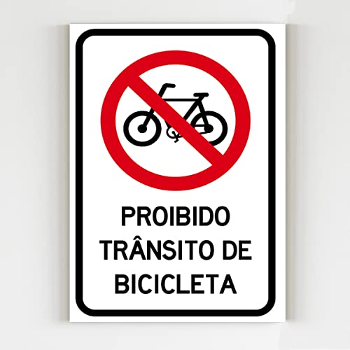 Placa de aviso proibido transito de bicicletas sinalização