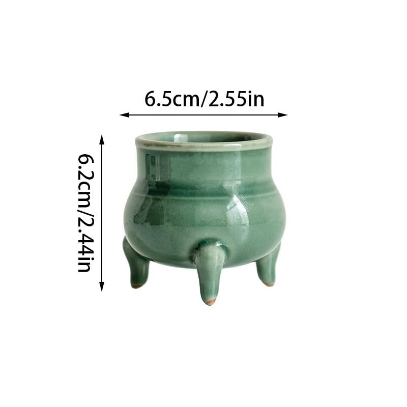 Bruciatore di incenso Celadon Treppiede Bruciatore di Incenso Casa Interno Spina Filo di Ceramica Zen Portico Decorazione