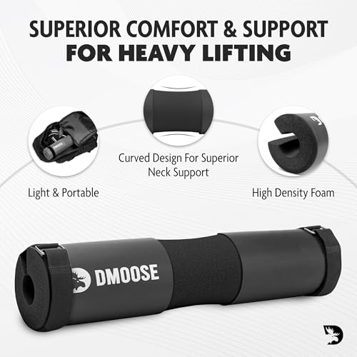 DMoose Fitness Barbell Pad - Non-Slip EVA Foam Squat Pad with Safety Straps for Hip Thrusts, Squats & Lunges - Relieves Neck, Shoulder & Back Pressure for Standard & Olympic Bars - Image 5