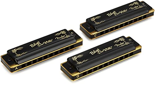 Fender© Blues DeVille Harmonicas   3 Pack   Incl. Case
