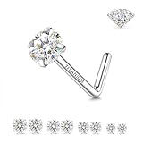 GEMQUEEN Moissanite Nose Studs Set : G23 Titanium Nose Rings L Shaped Hypoallergenic 20G Small Moissanite Nostril Piercing Jewelry for Women Men Trendy 1.5/2/2.5/3mm 8Pcs