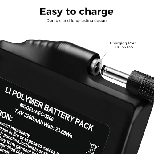 Clemas 3200mAh 7.4V Li-Polymer Rechargeable Battery Pack Replacement Set Compatible with Heated Gloves Liners Mittens Socks Vest Jacket Hand Muff Charger DC35135 Port - Image 3
